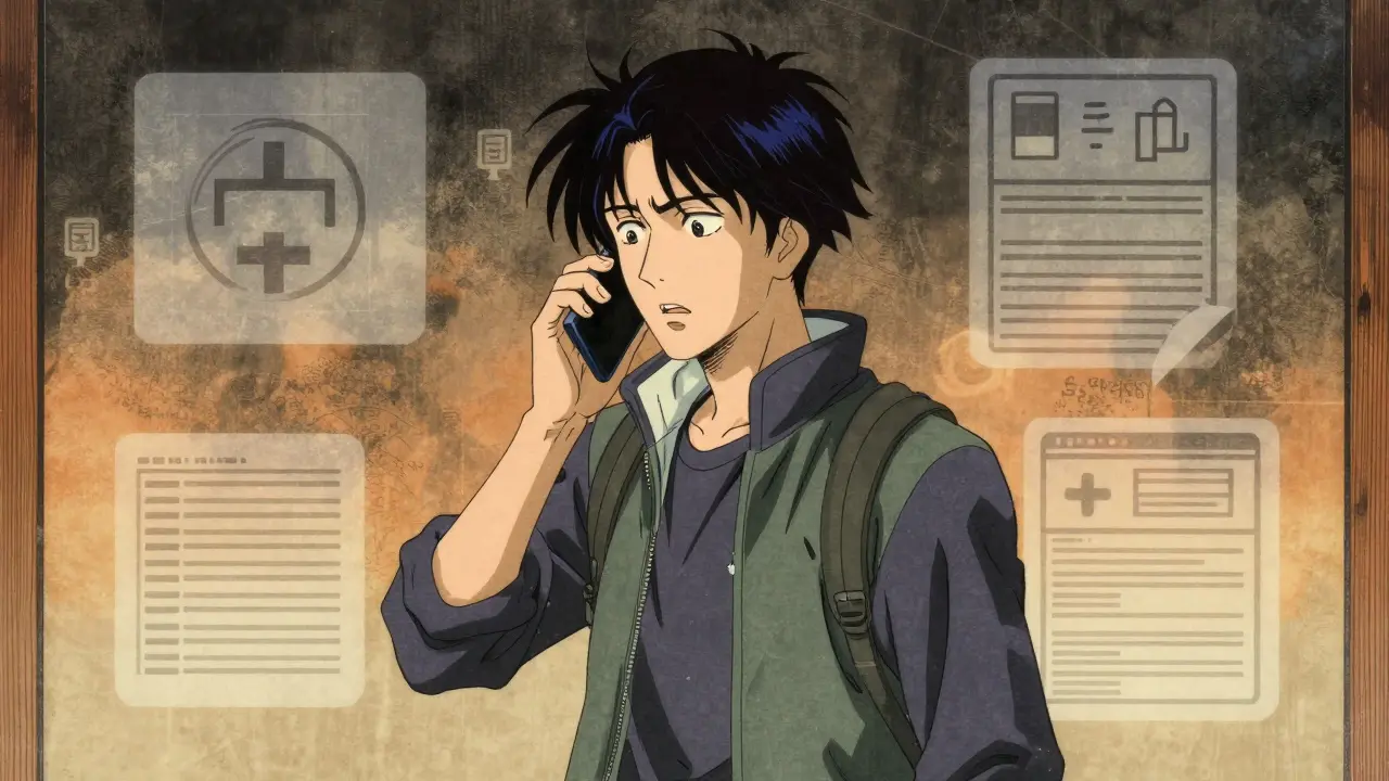 Personne contactant son assurance voyage par téléphone pour aider.