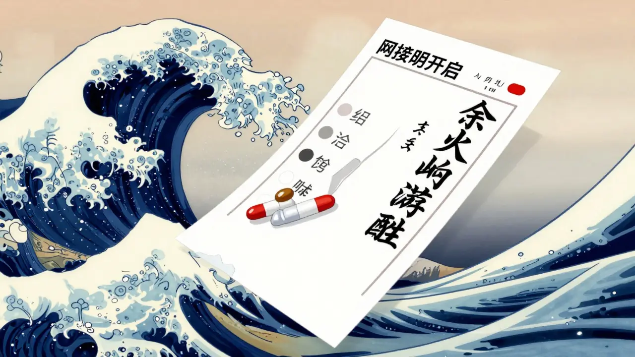 Illustration stylisée d'une prescription numérique devenant un médicament.