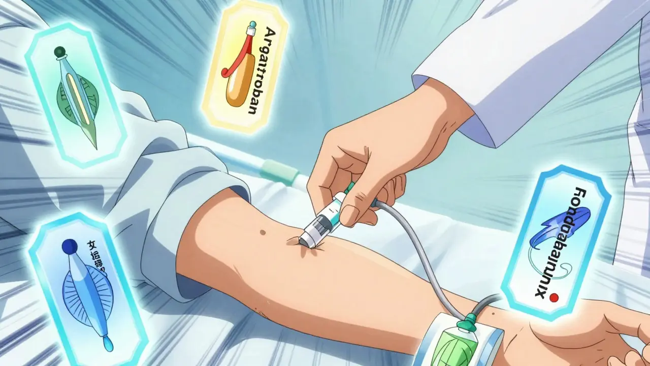 Main d'un soignant retirant une perfusion d'héparine pour débuter un traitement alternatif.