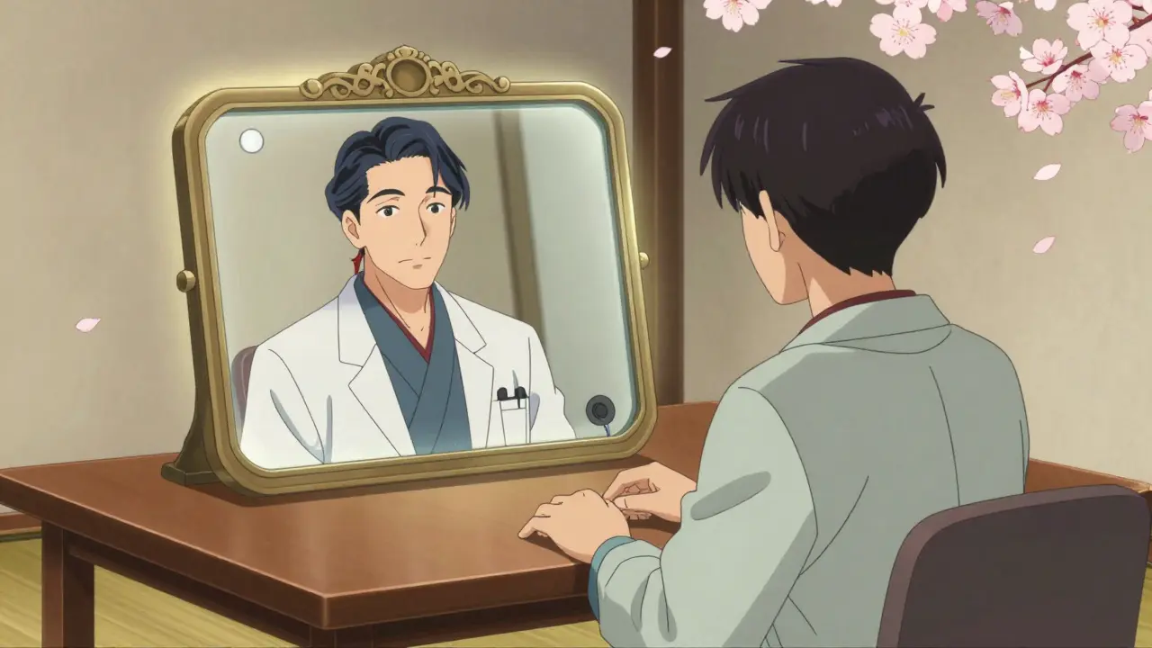 Consultation médicale en ligne sécurisée illustrée en style manga traditionnel