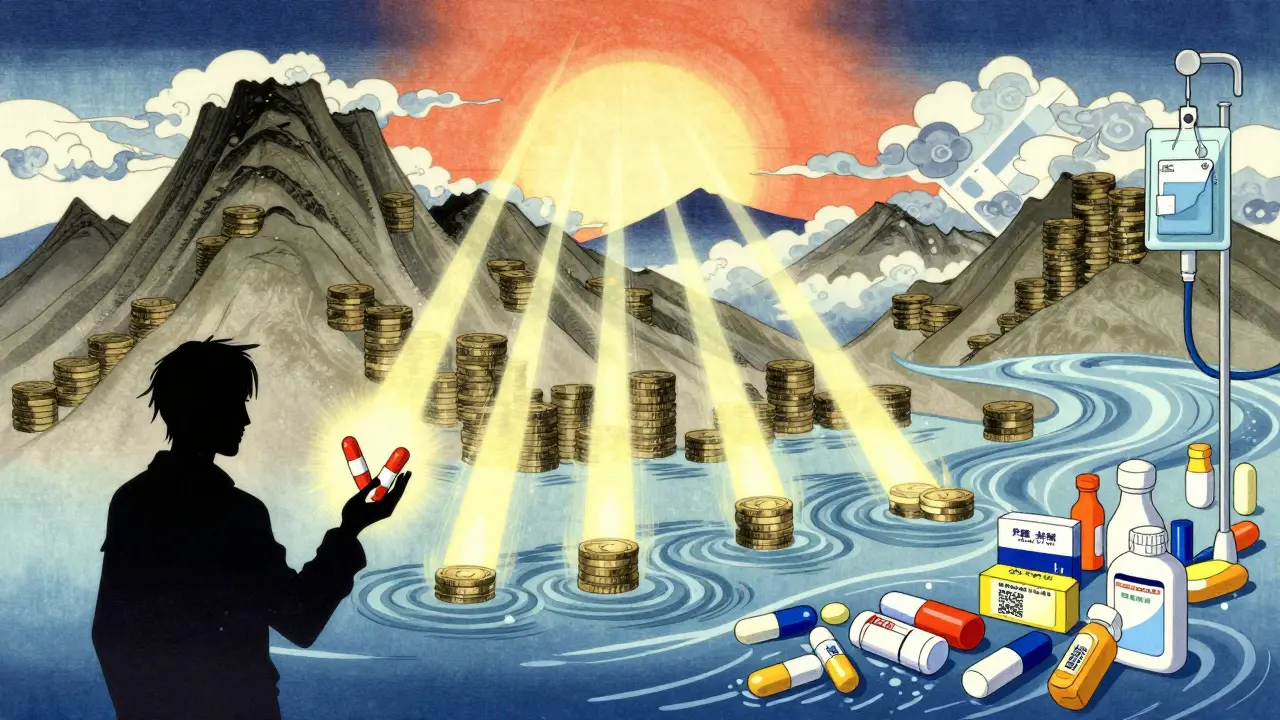 Paysage symbolisant les économies de santé grâce aux génériques accessibles